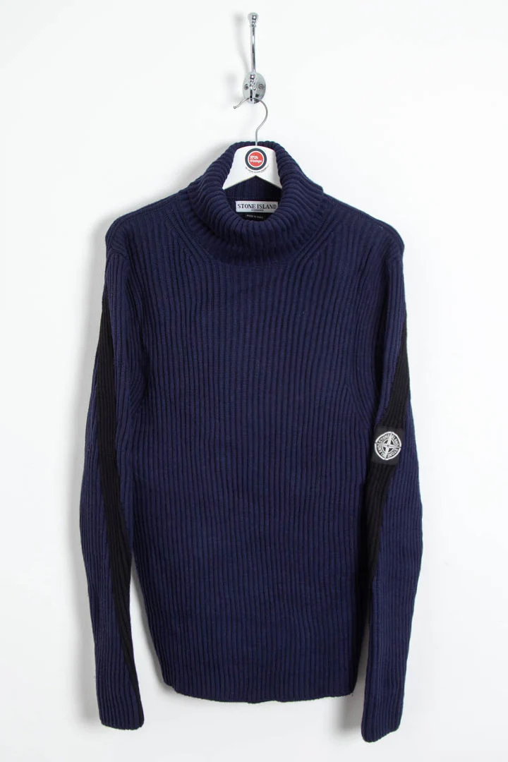 2004 Stone Island Ribbed Turtleneck Wool Jumper (M)