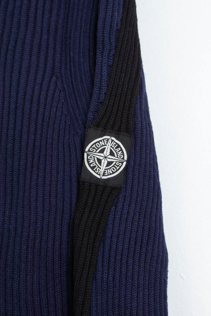 2004 Stone Island Ribbed Turtleneck Wool Jumper (M) - Image 2