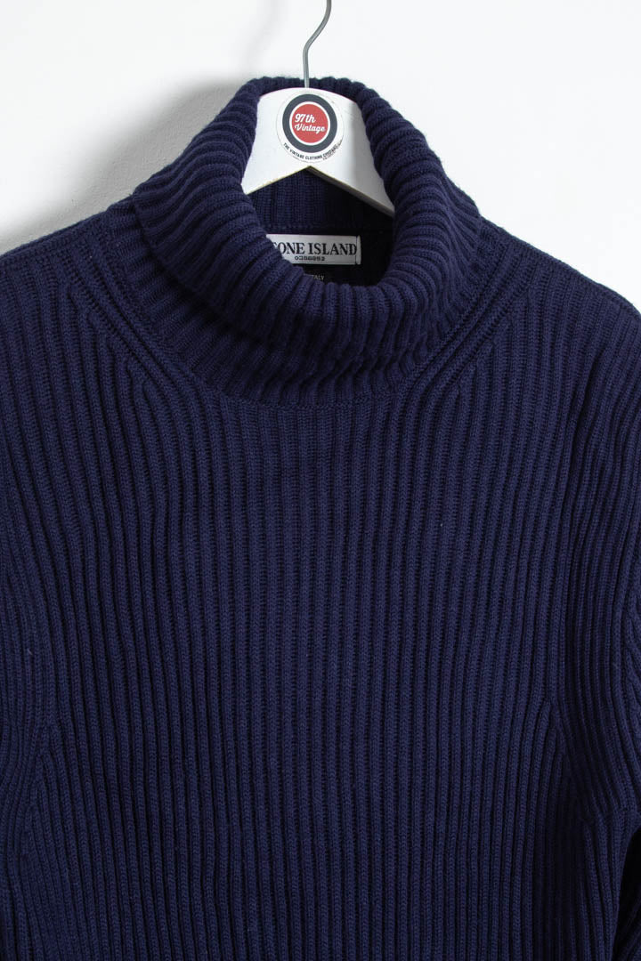 2004 Stone Island Ribbed Turtleneck Wool Jumper (M) - Image 4