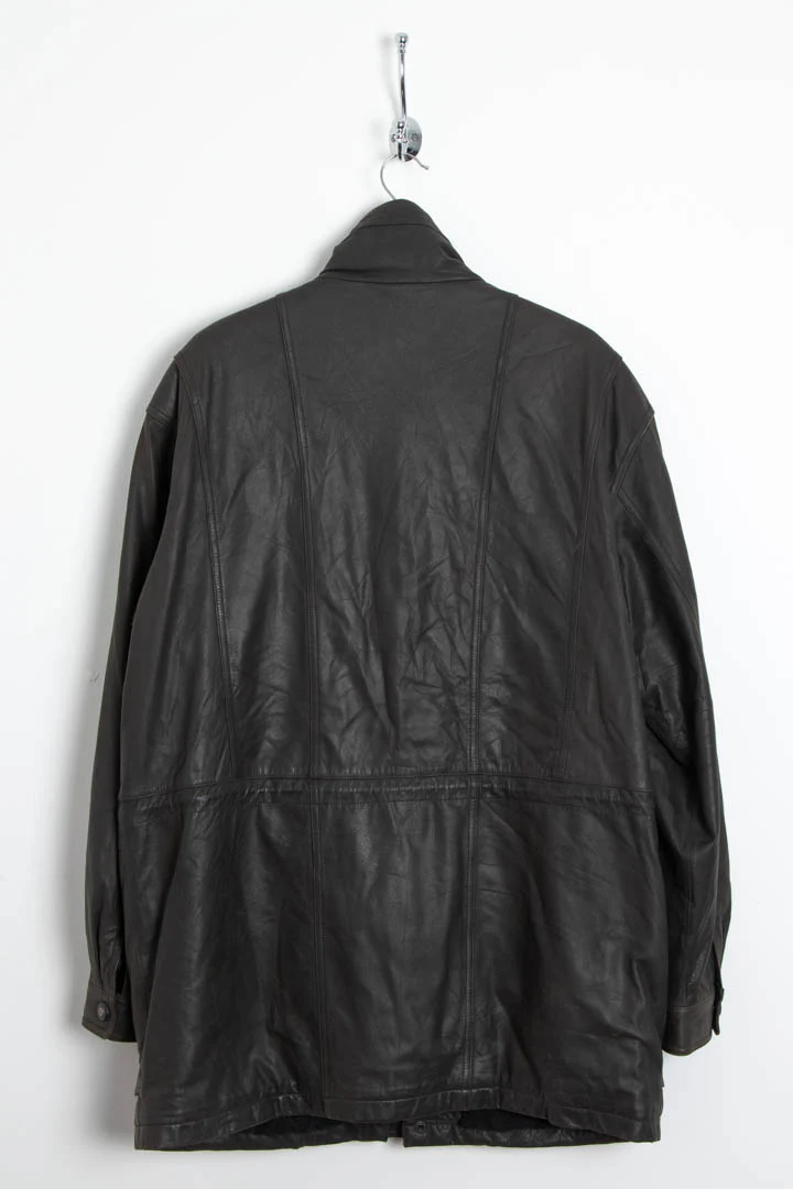 Black Fireman Clasp Leather Jacket (XL) - Image 4
