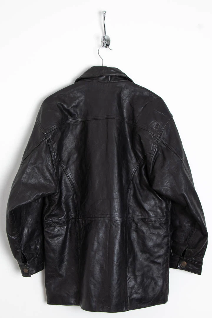 Black Fireman Clasp Leather Jacket (S) - Image 4