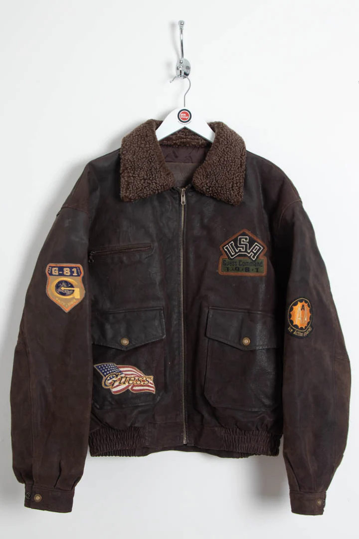 Guess Leather Bomber Jacket (XL)