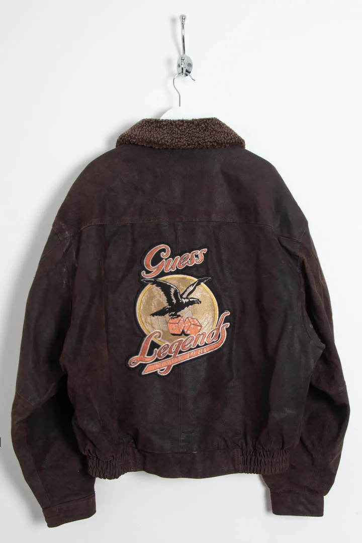 Guess Leather Bomber Jacket (XL) - Image 2