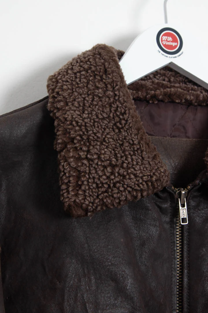 Guess Leather Bomber Jacket (XL) - Image 9