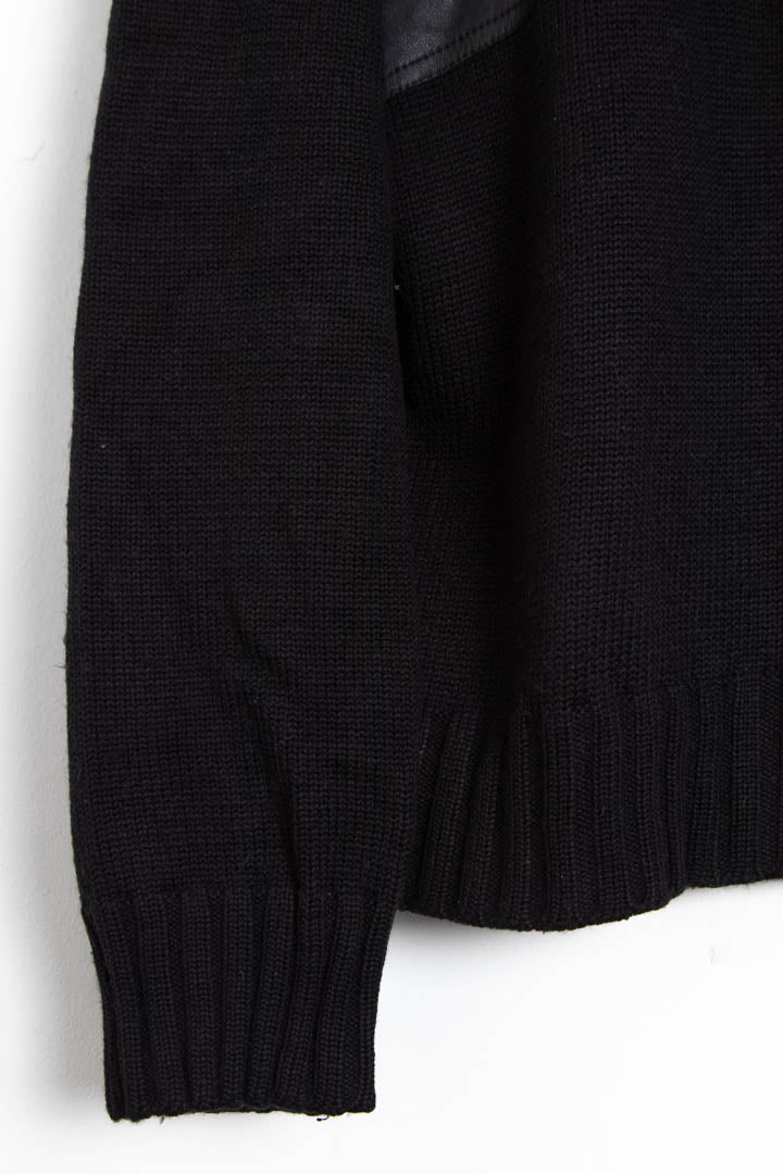 Versace Wool Leather 1/4 Zip Knitted Jumper (M) - Image 5