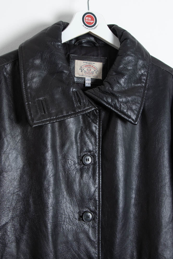 Women's Armani Jeans Leather Parka Jacket (XL) - Image 3