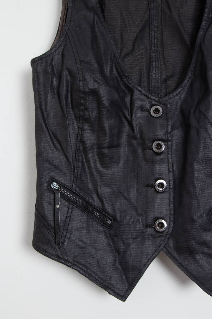 Women's Armani Jeans Leather Waistcoat (XS) - Image 2