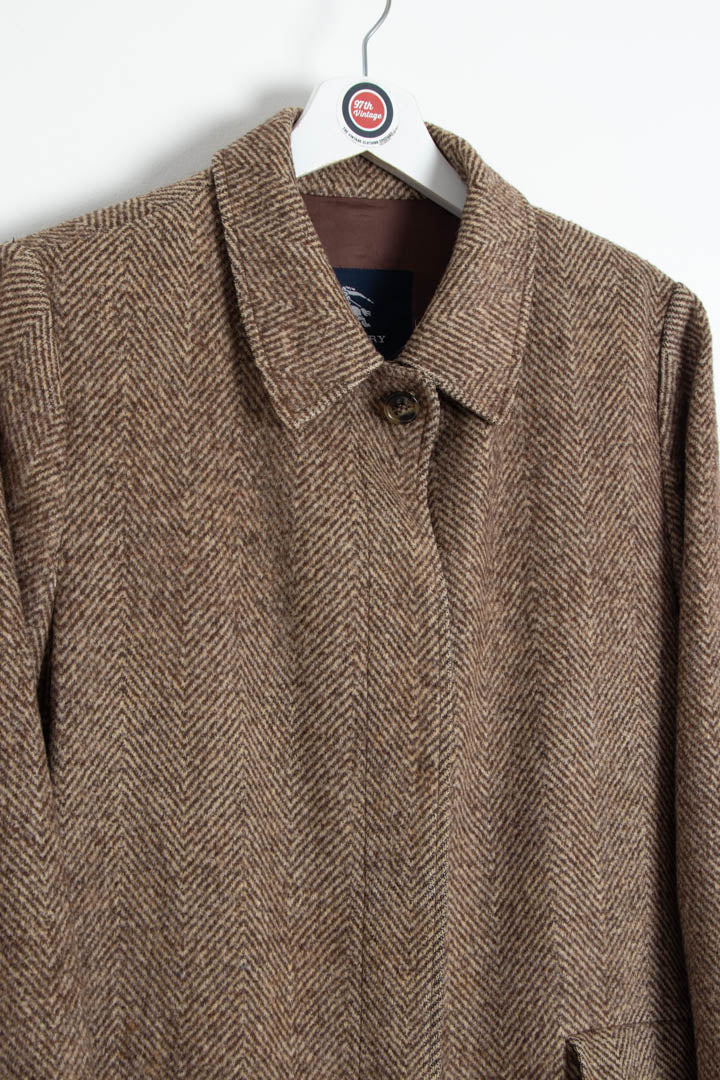 Women's Burberry Herringbone Tweed Trench Coat (S) - Image 2
